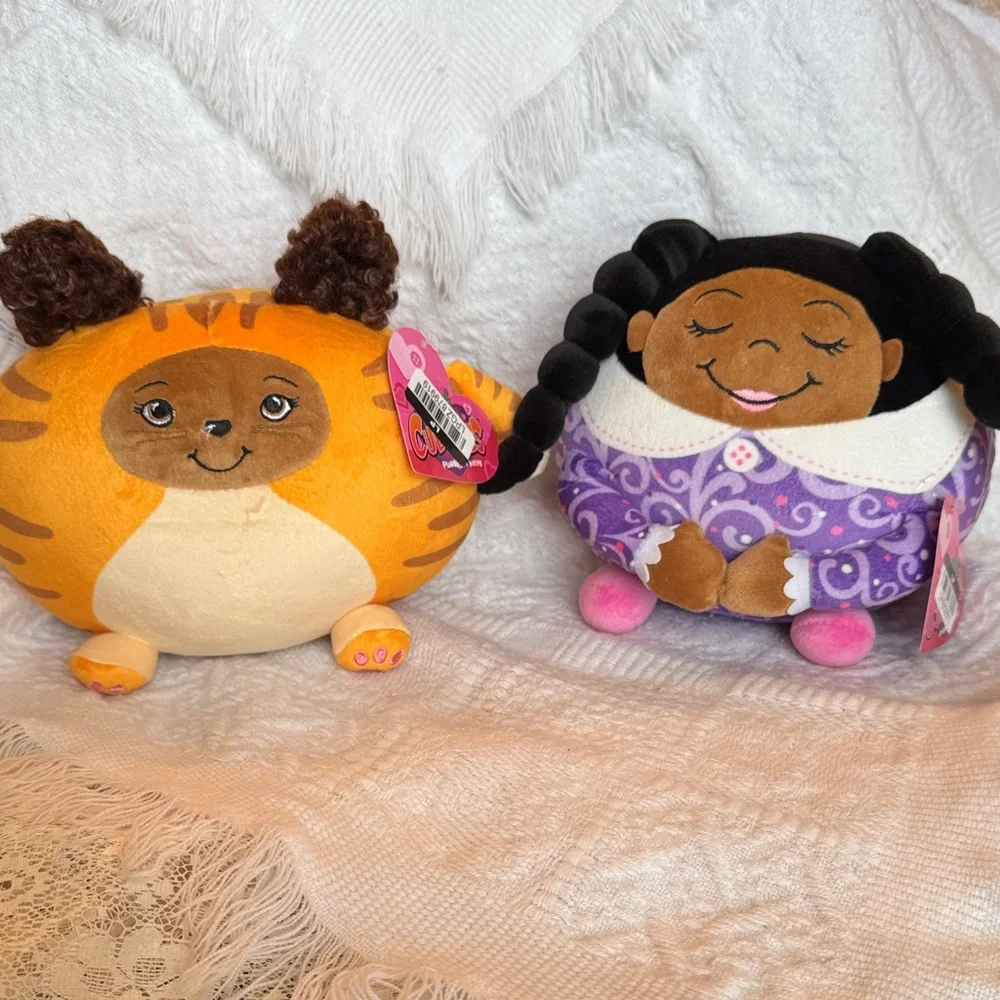 Cuddles The plush orange kitty Ball and Adorable Plush Purple Angel Girl Ball